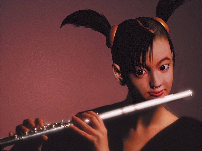 anime girl playing flute