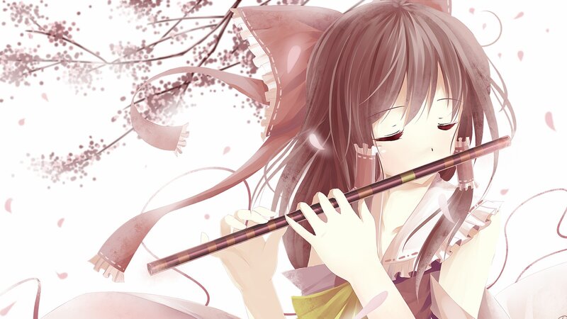 anime girl playing flute