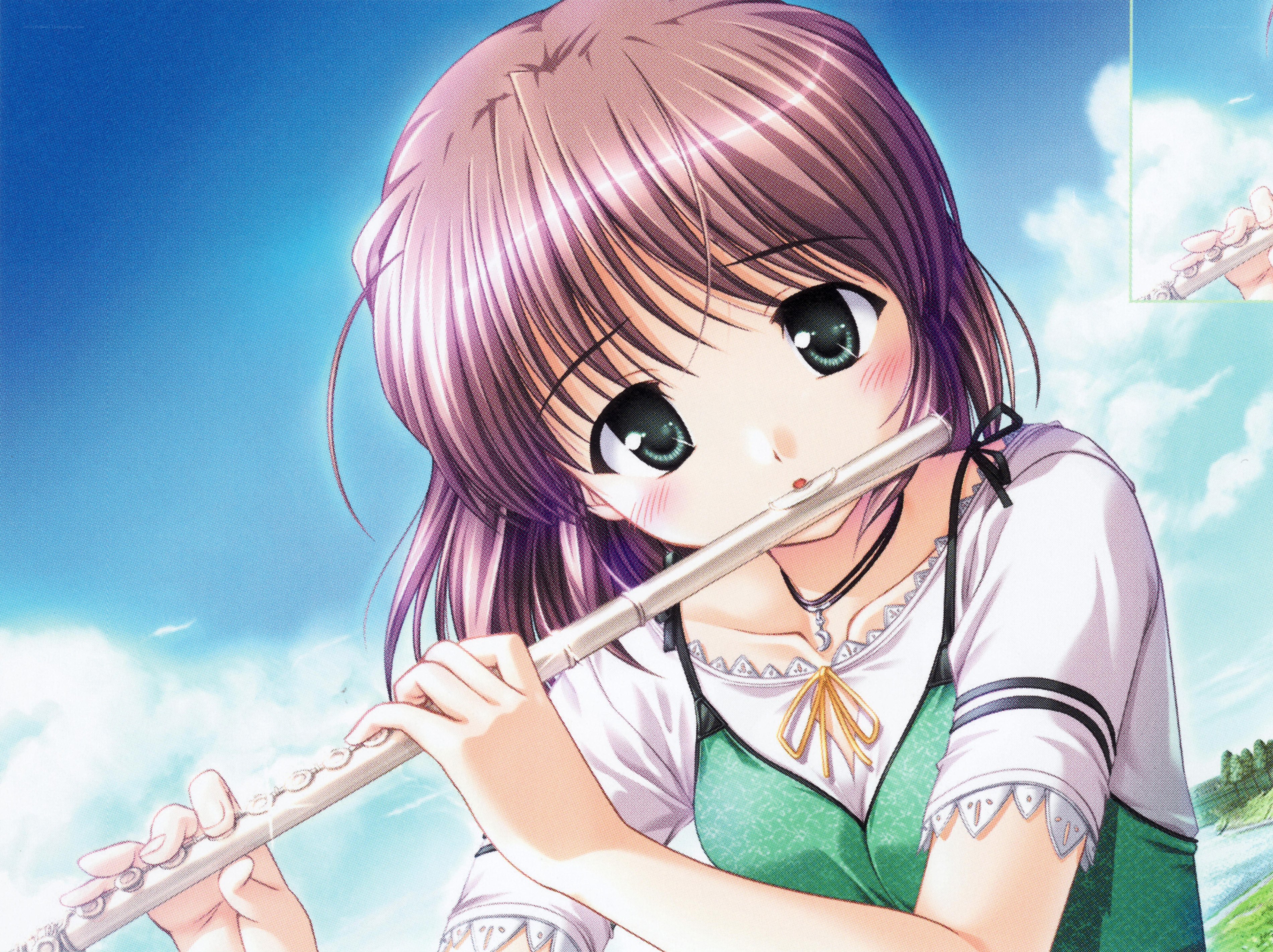 Anime girl playing flute