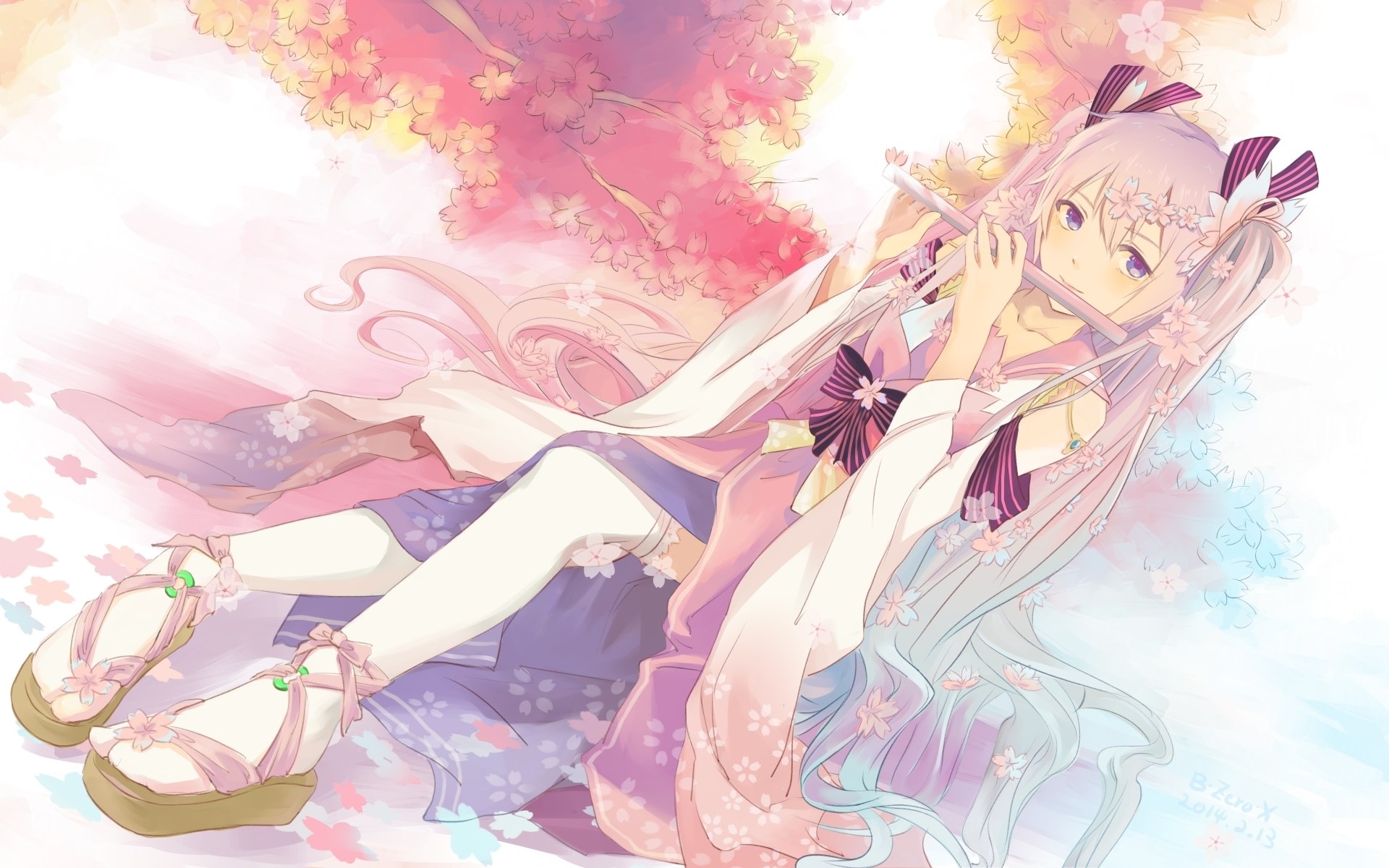 anime girl playing flute