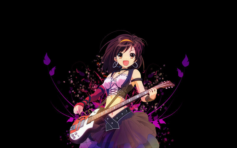 anime girl playing guitar