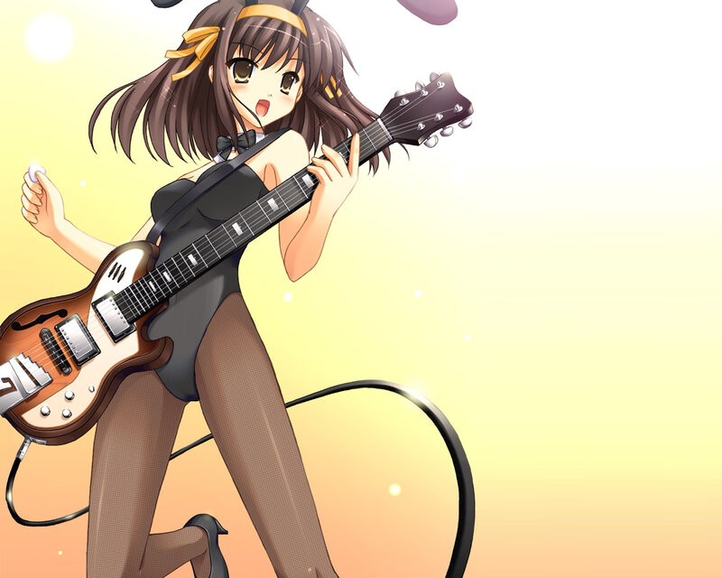 anime girl playing guitar
