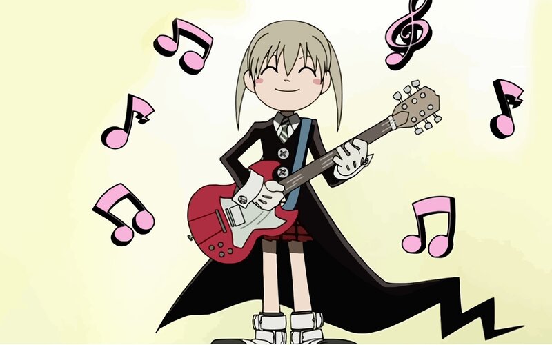 anime girl playing guitar