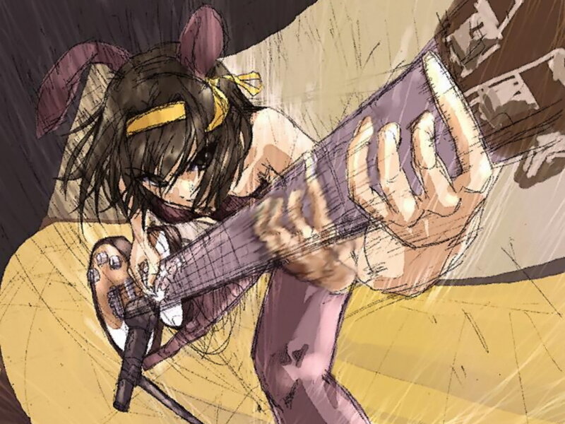 anime girl playing guitar