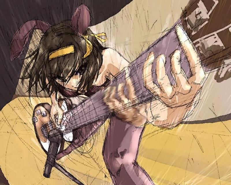 anime girl playing guitar
