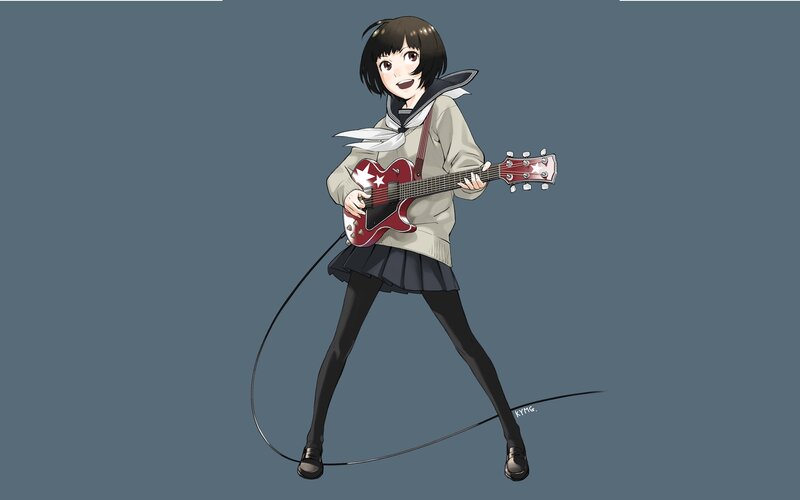 anime girl playing guitar