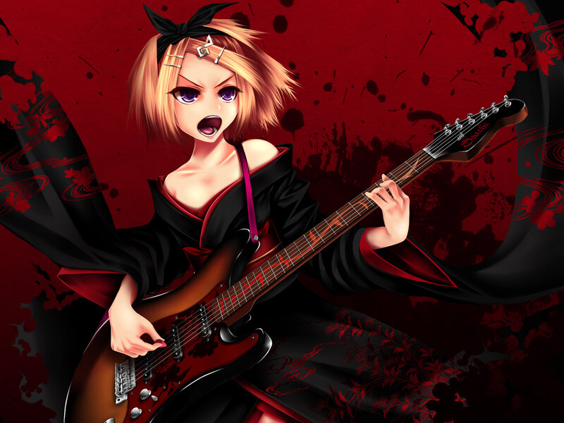 anime girl playing guitar