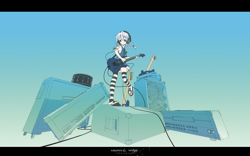 anime girl playing guitar