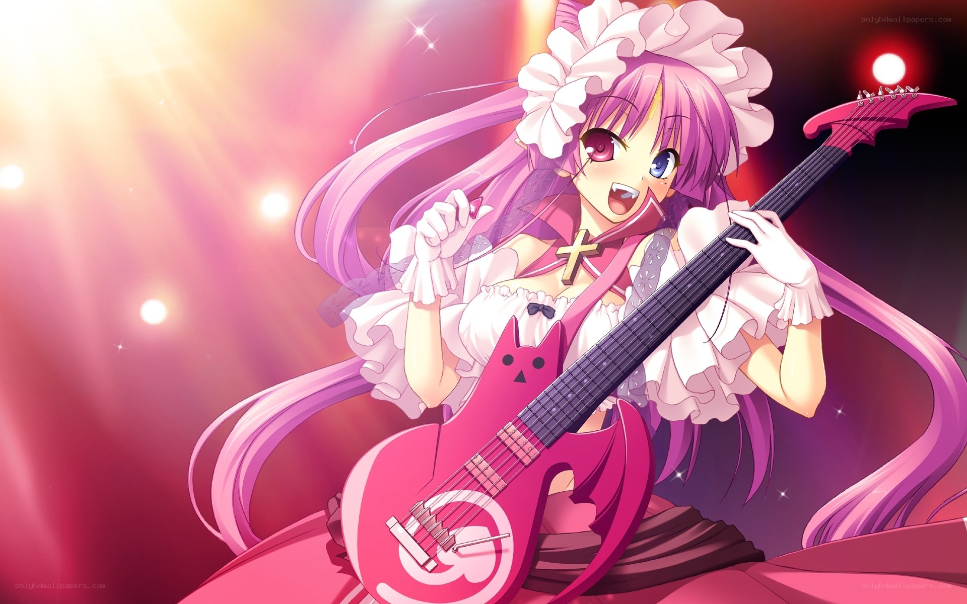 anime girl playing guitar