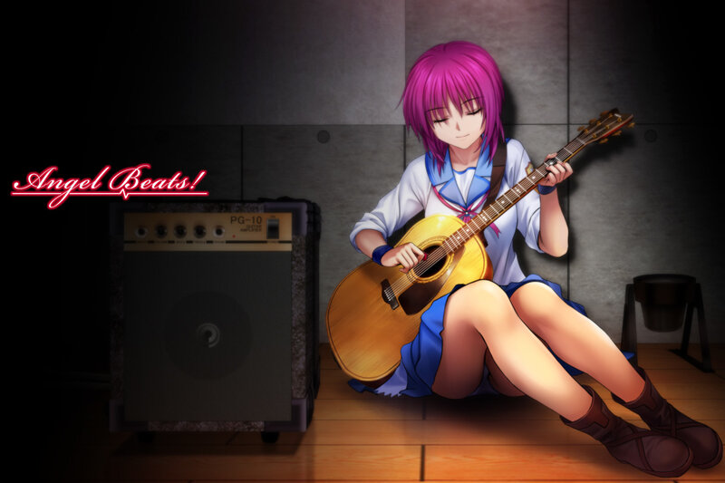 Anime girl playing guitar