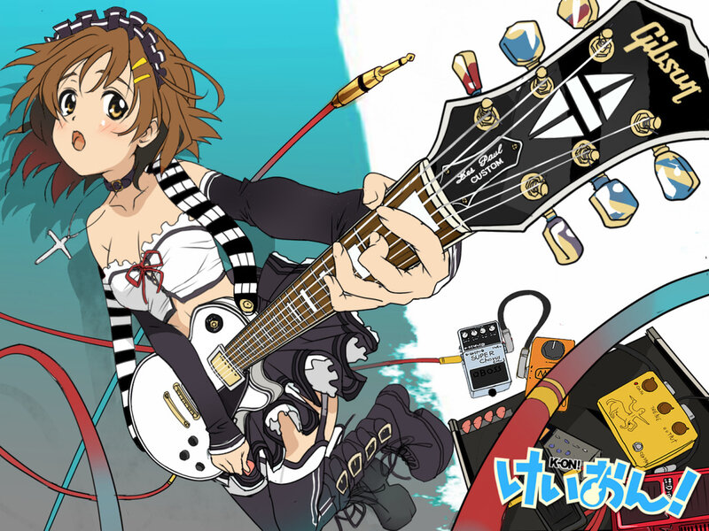 Anime girl playing guitar