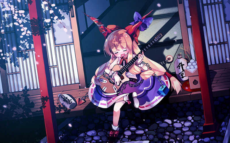 Anime girl playing guitar