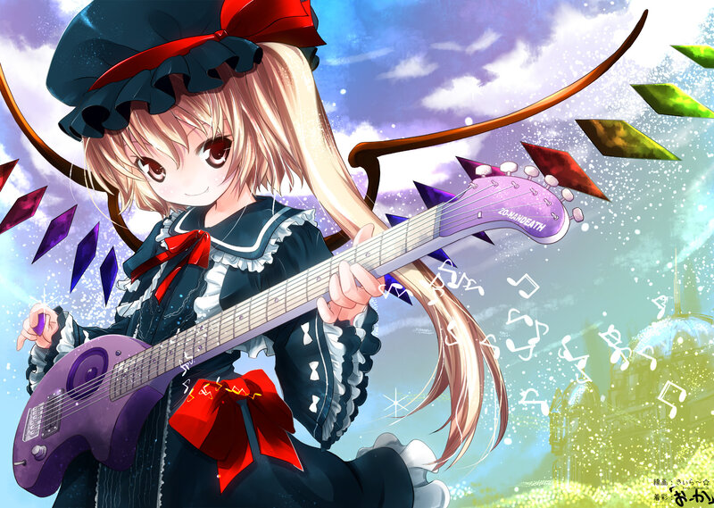 anime girl playing guitar