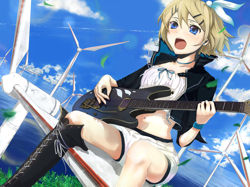 Anime girl playing guitar