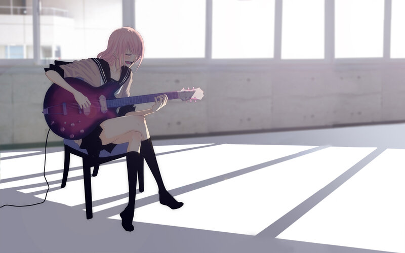 anime girl playing guitar