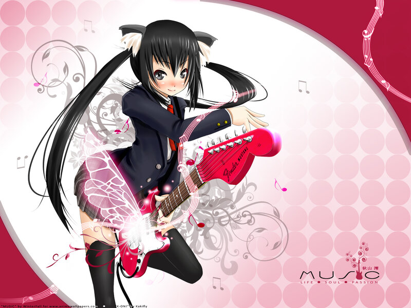 Anime girl playing guitar