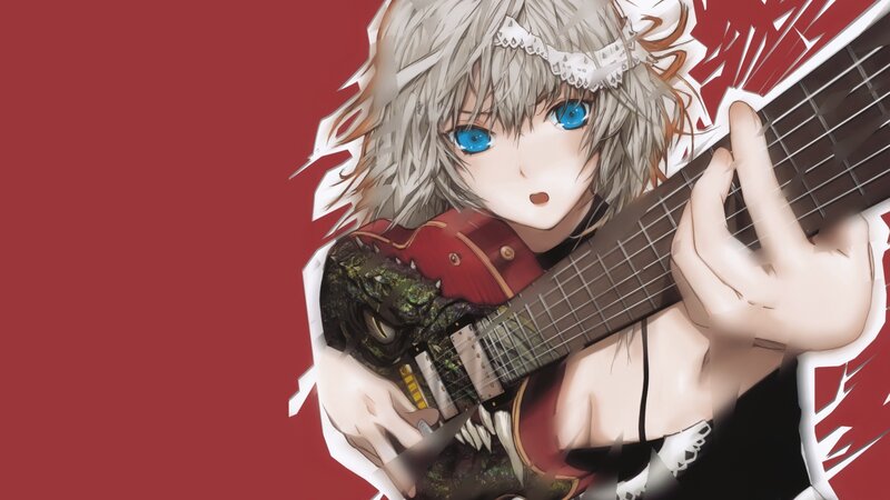 anime girl playing guitar