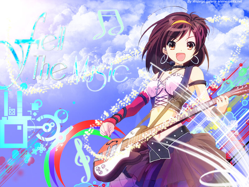 anime girl playing guitar