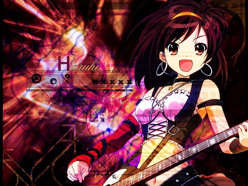 Anime girl playing guitar