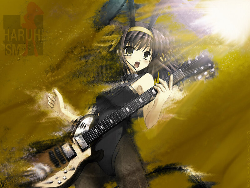 anime girl playing guitar