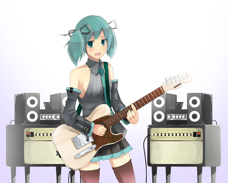 anime girl playing guitar