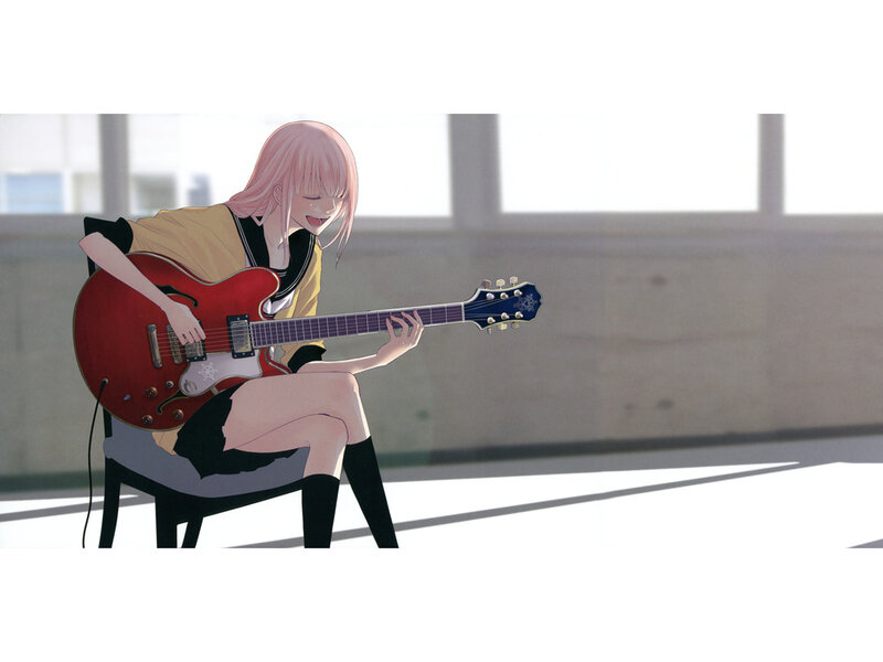 Anime girl playing guitar