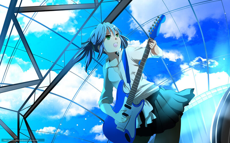 anime girl playing guitar