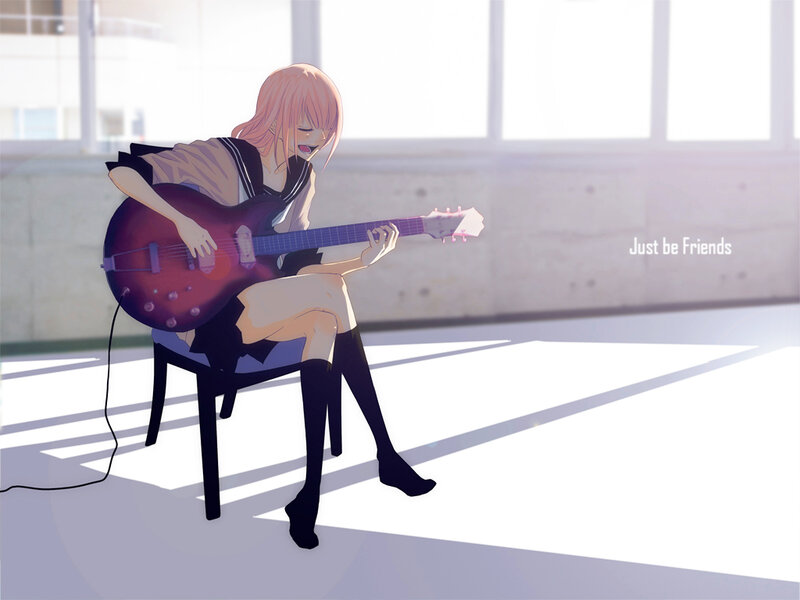 Anime girl playing guitar