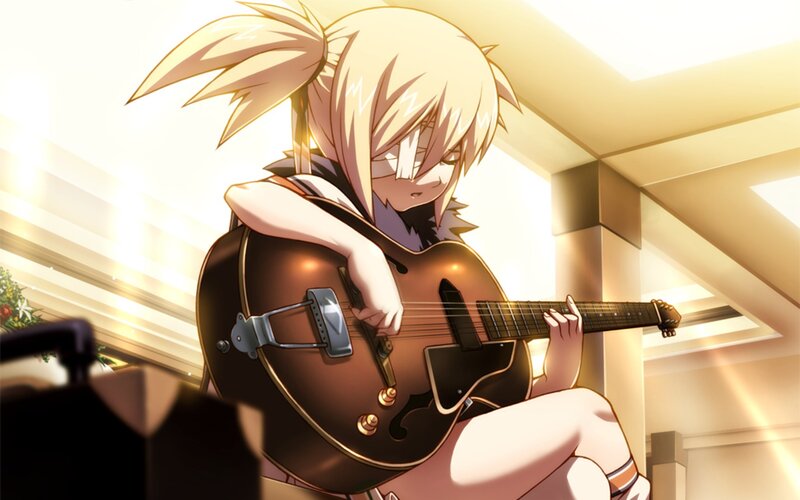 Anime girl playing guitar