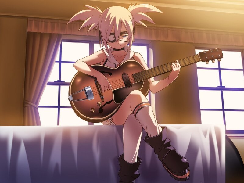 Anime girl playing guitar