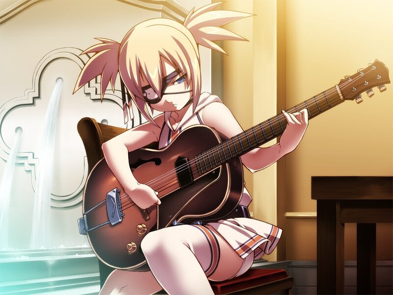 Anime girl playing guitar