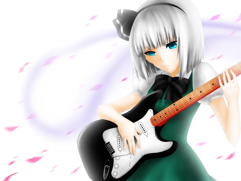 anime girl playing guitar