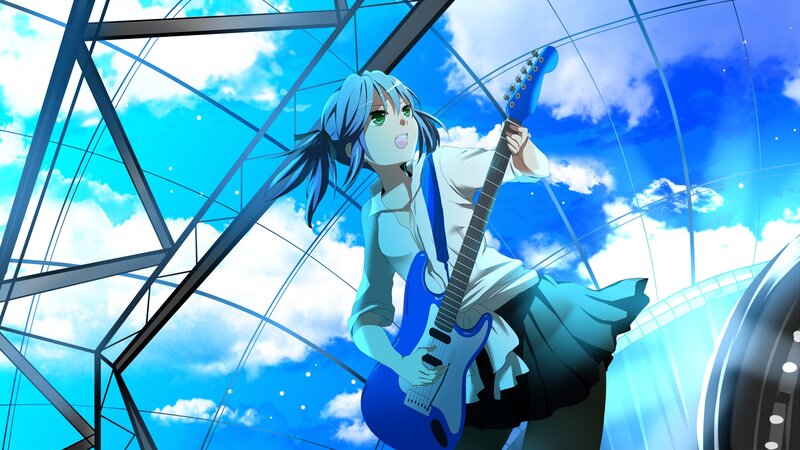 anime girl playing guitar