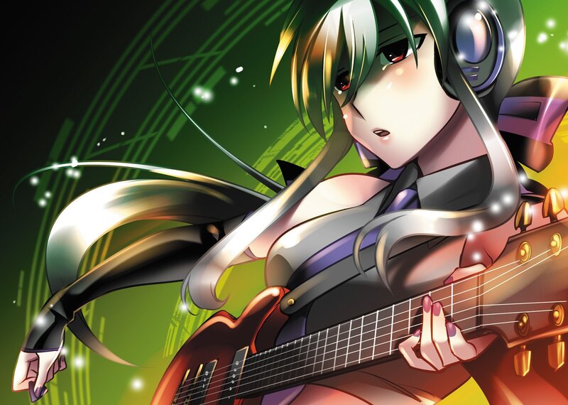 anime girl playing guitar