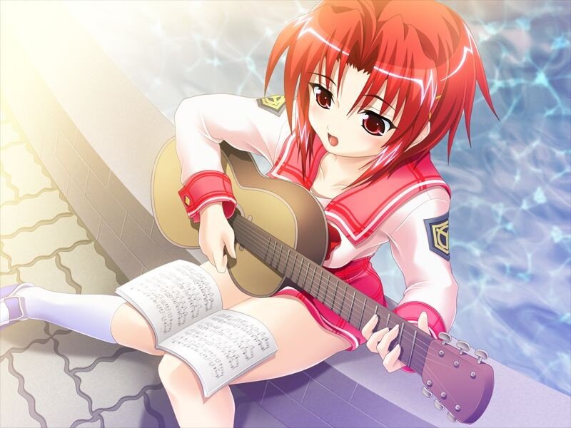 Anime girl playing guitar