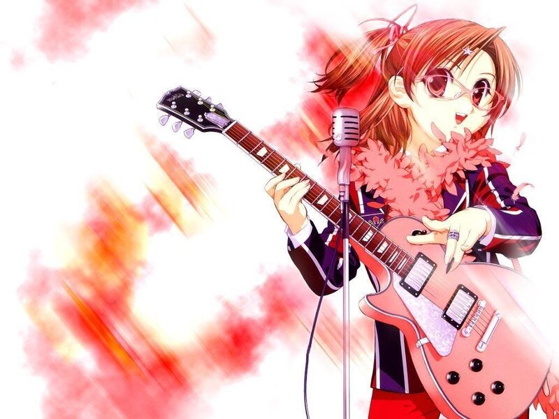 Anime girl playing guitar