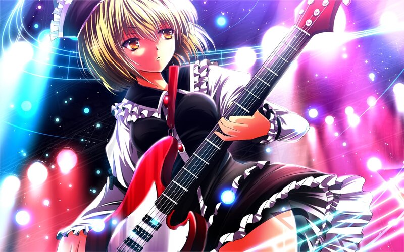 anime girl playing guitar