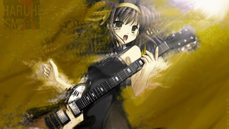 anime girl playing guitar