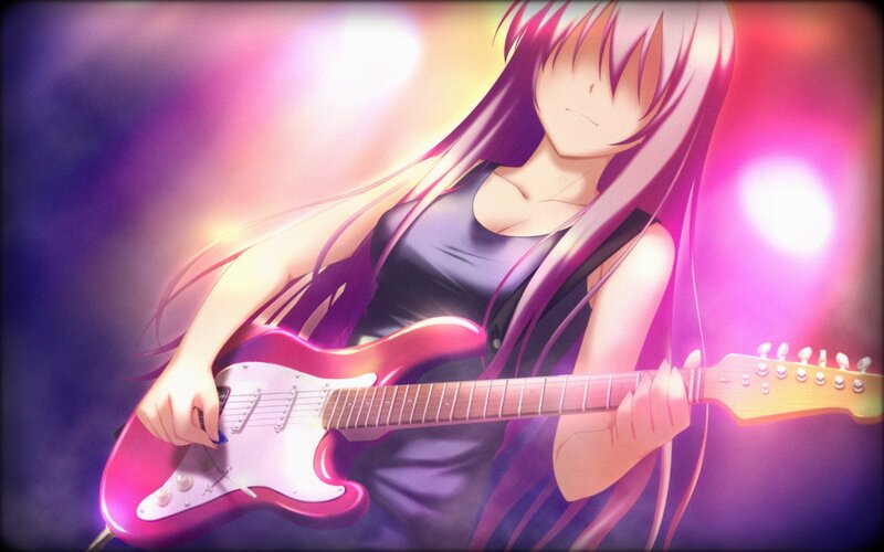 anime girl playing guitar