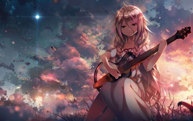 Anime girl playing guitar