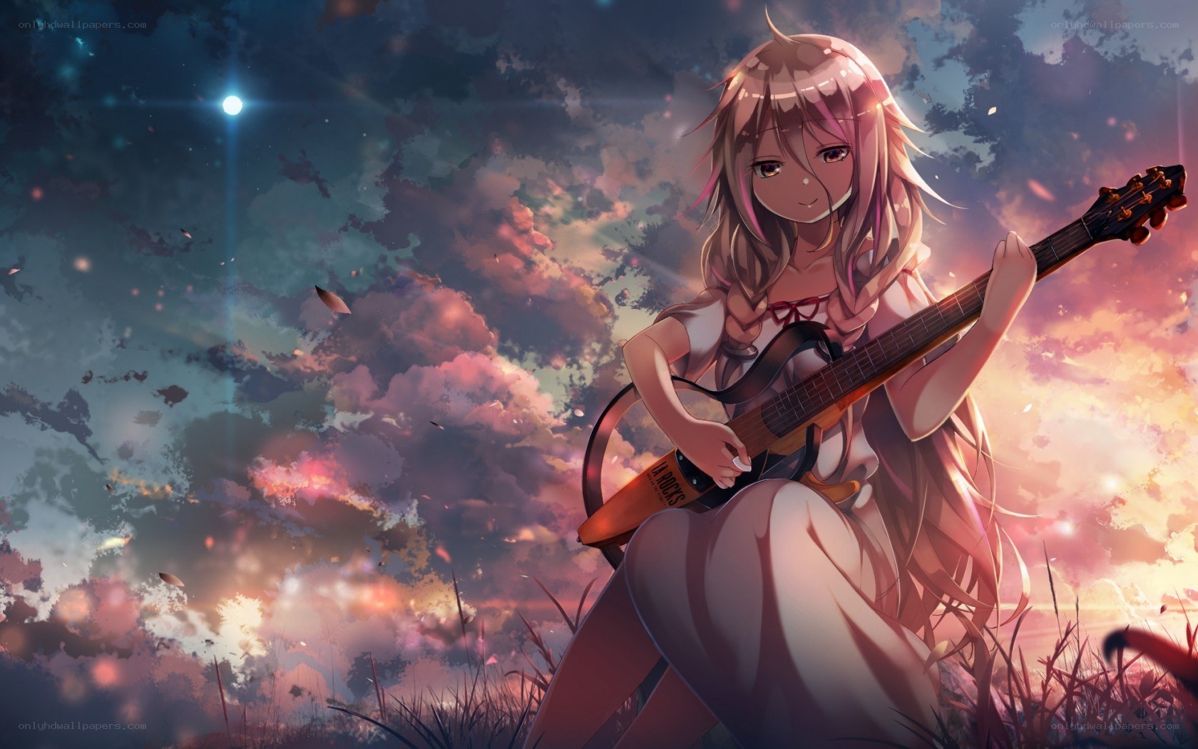 Anime girl playing guitar