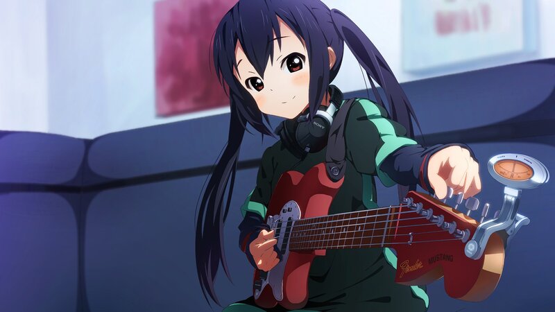 anime girl playing guitar