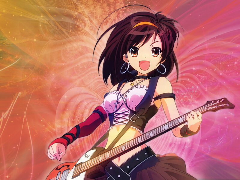 anime girl playing guitar
