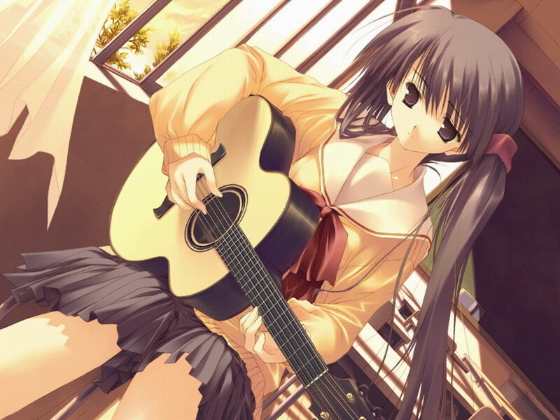anime girl playing guitar