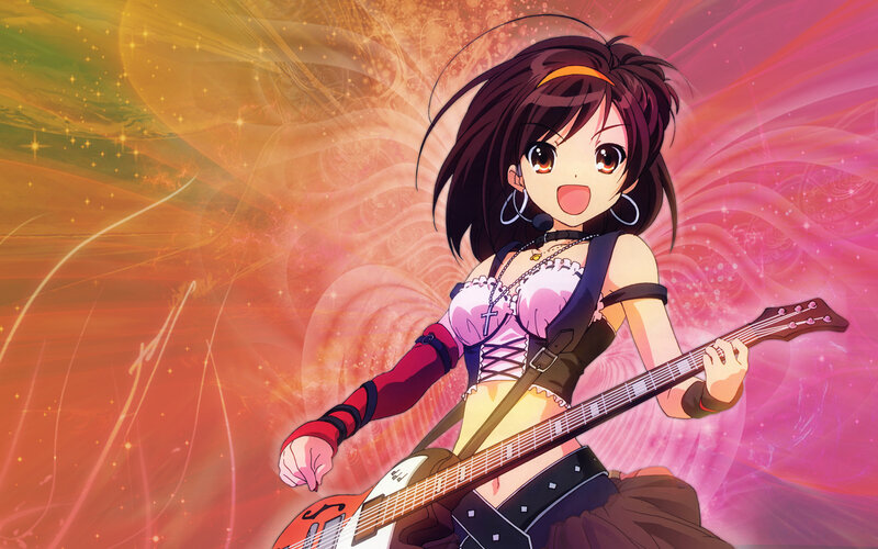anime girl playing guitar