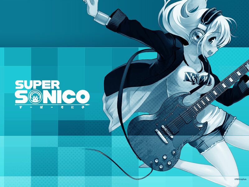 Anime Girl Playing Guitar — Blue, Energetic, Headphones