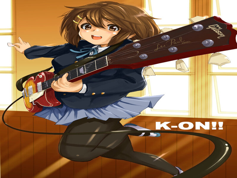 Anime Girl Playing Guitar — Brown, Energetic