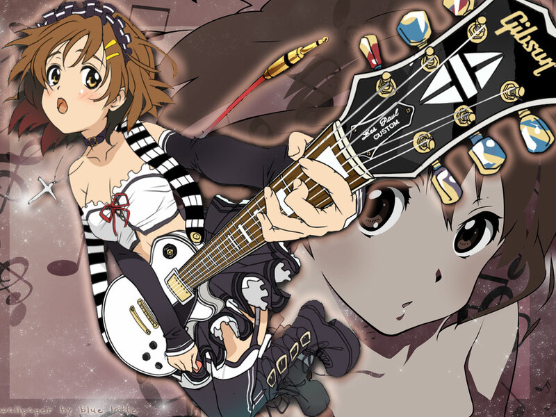Anime Girl Playing Guitar — Brown