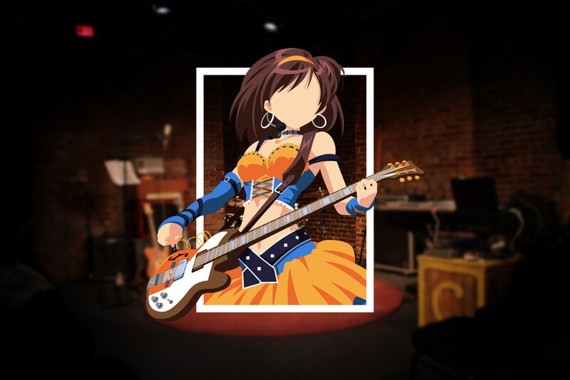 Anime Girl Playing Guitar — Orange, Energetic, Night