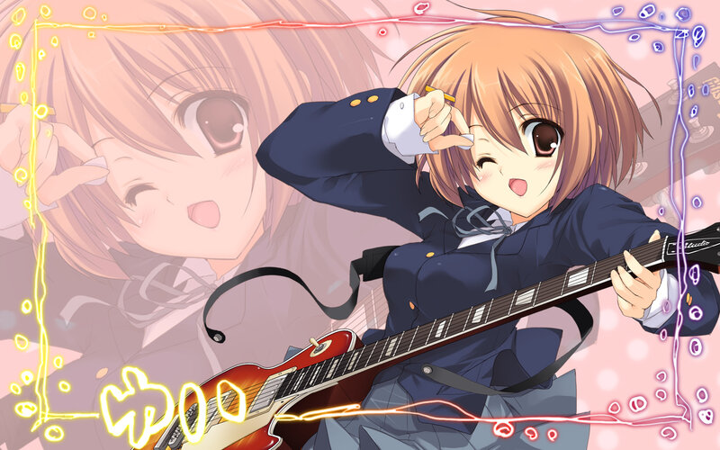 Anime Girl Playing Guitar — Pink